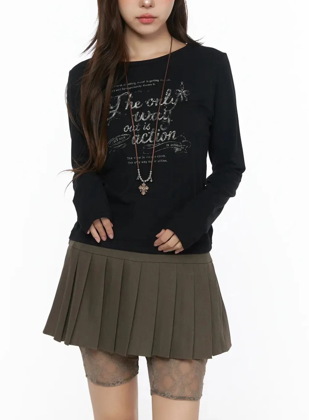 Vintage Graphic Round-Neck Long Sleeve Top