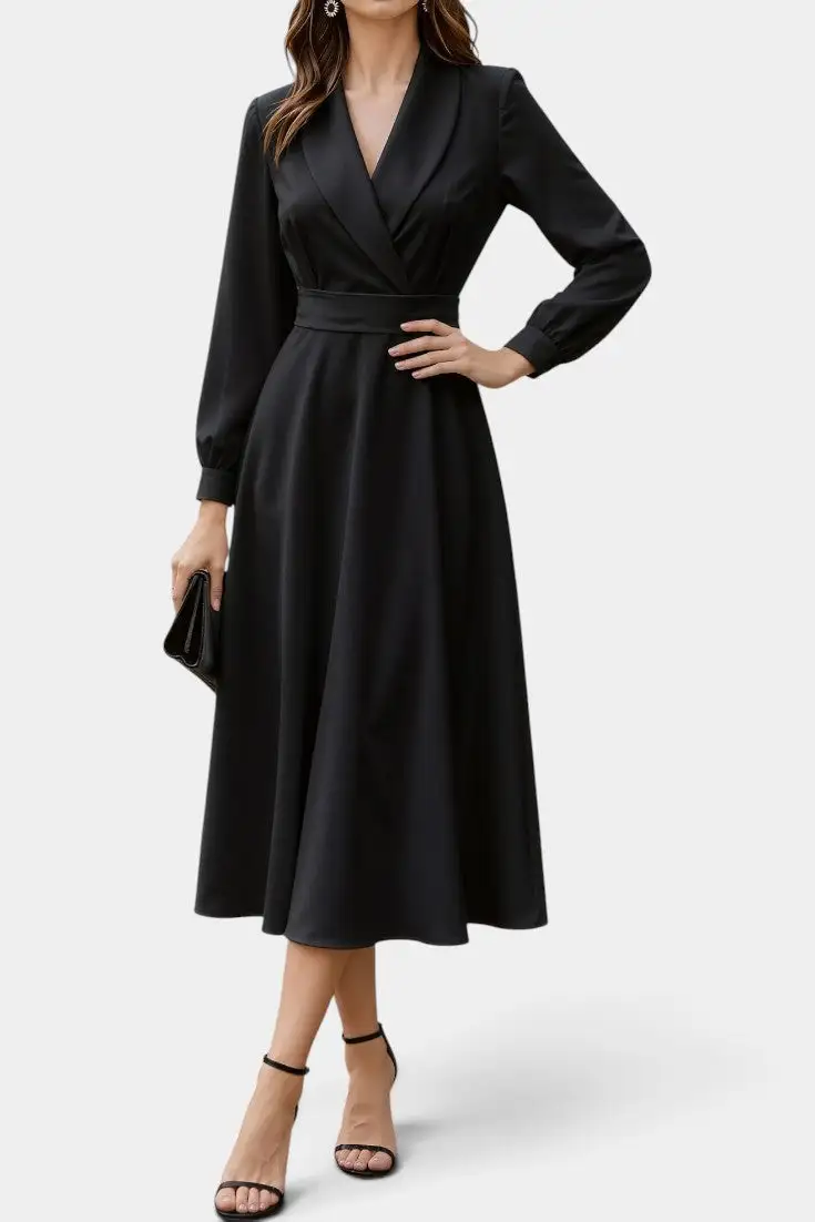 Satin Wrap Midi Dress