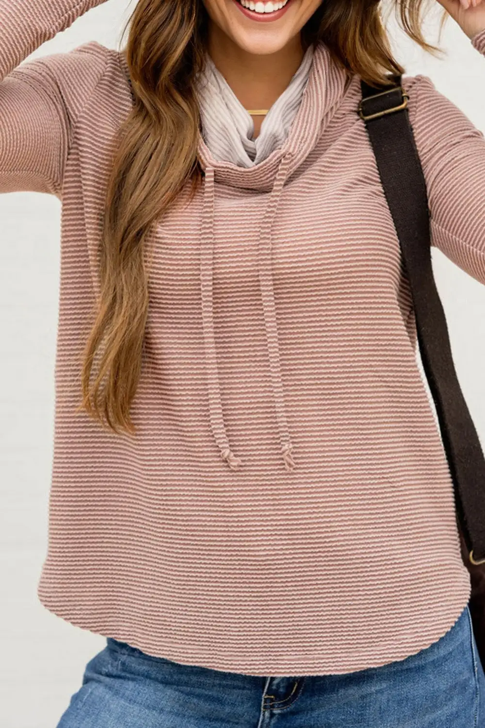 Women's Ribbed Knit Cowl Neck Top