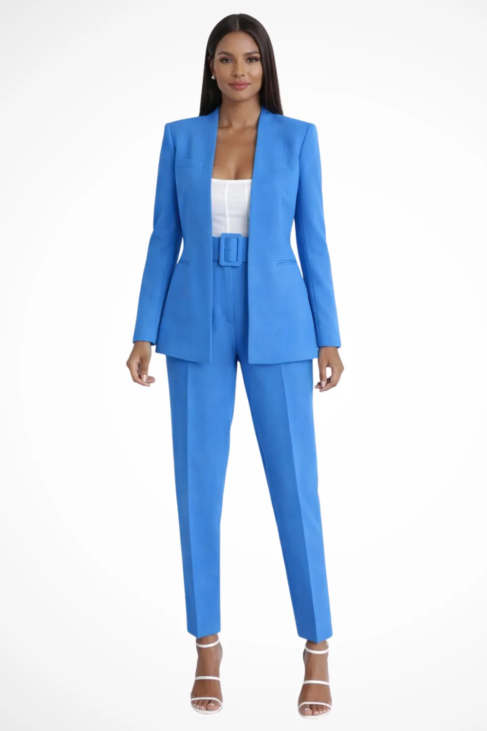  Tailored Blazer Wide Leg Pants Suit Set