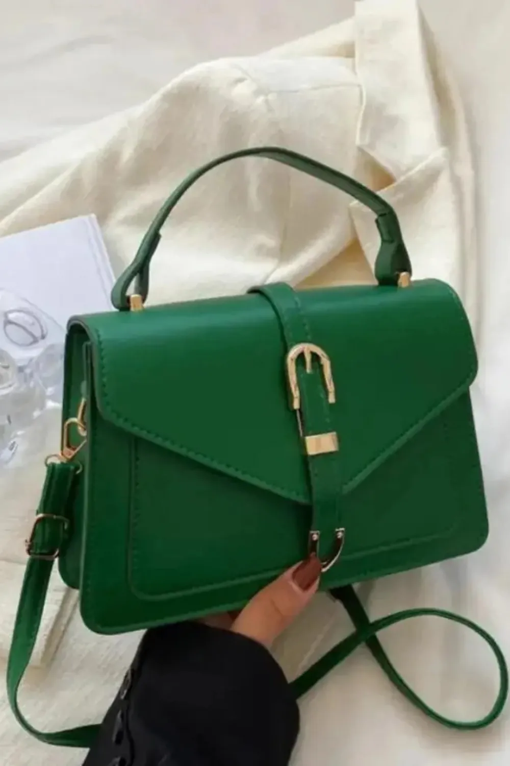 Structured Crossbody Shoulder Bag Top Handle