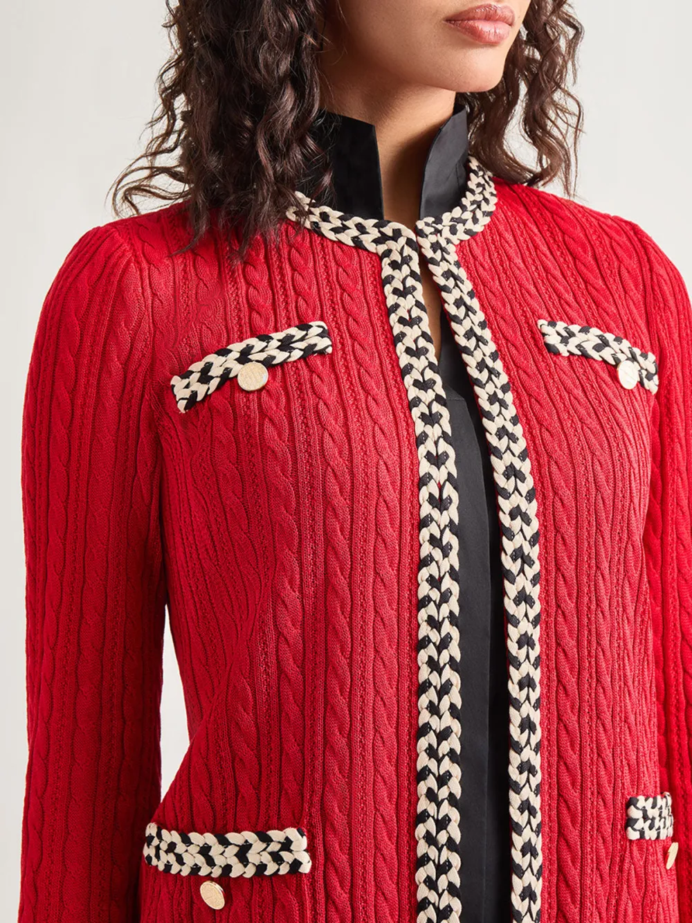 Contrast Colored Medium Length Jacket