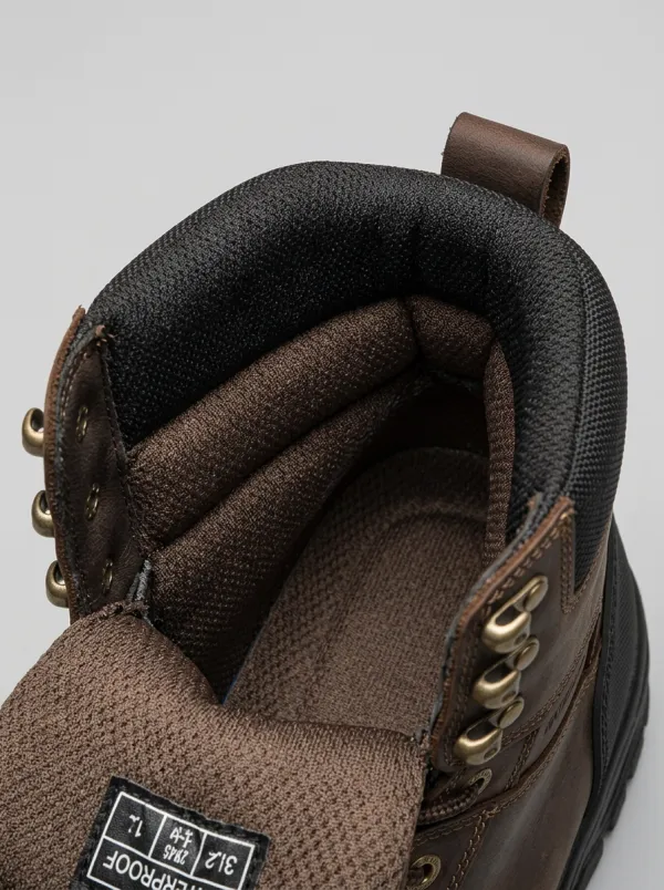 Utility-Ready Leather-Look Workwear Men's Waterproof Work Boots