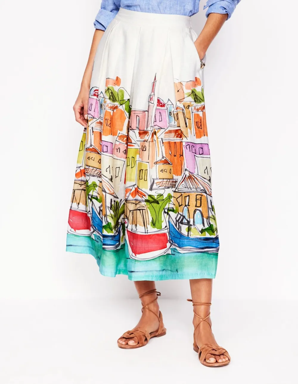 Verity Linen Midi Skirt