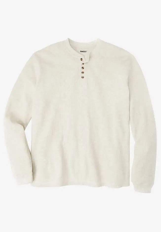 Waffle-Knit Thermal Henley Tee