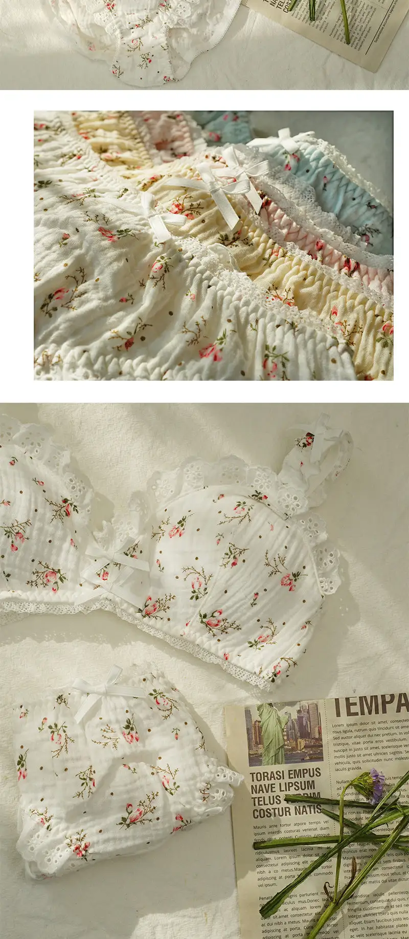 Elegant French Floral Cotton Underwear