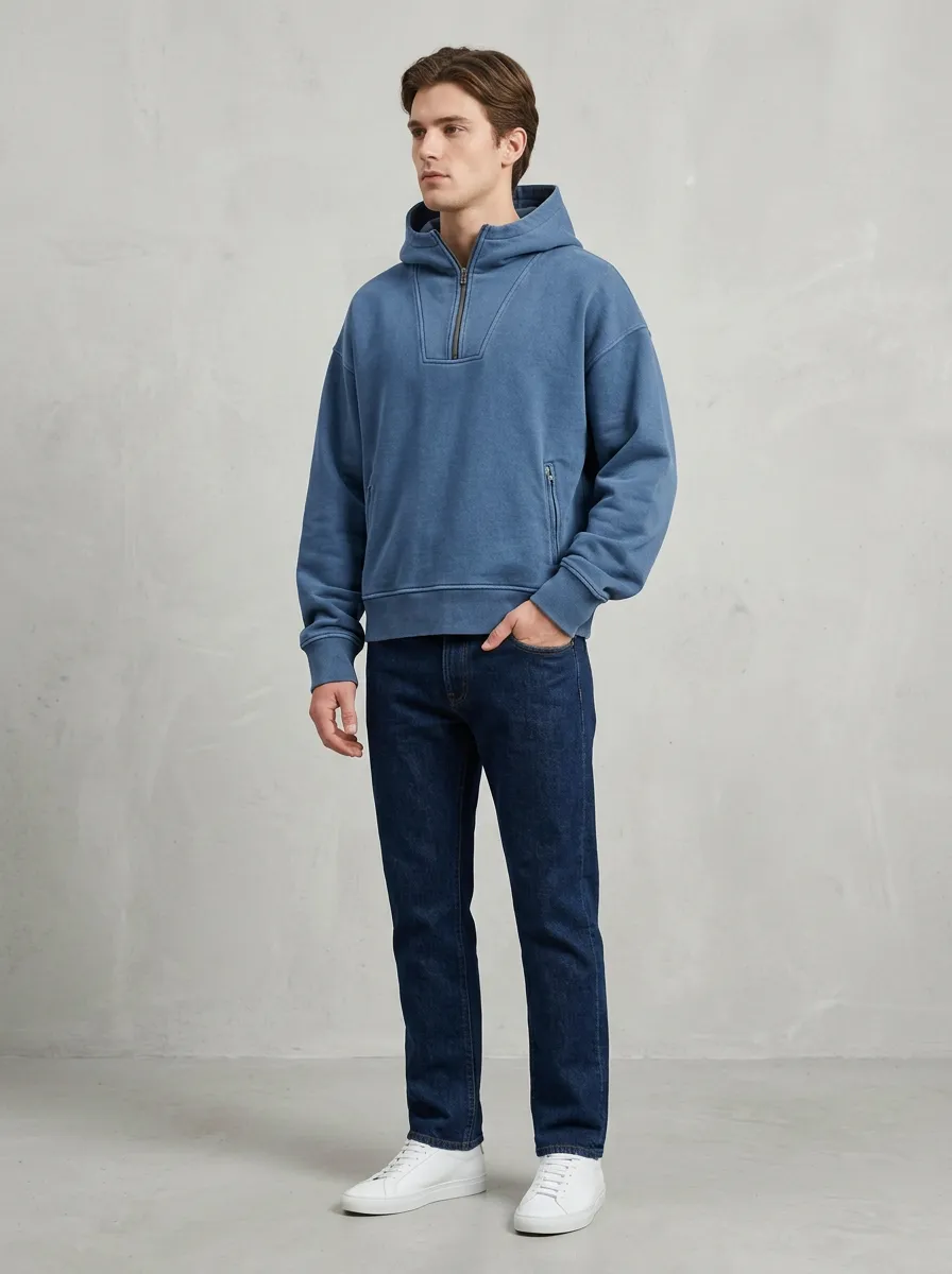 Simple Casual Quarter Zip Unisex Everyday Hoodie
