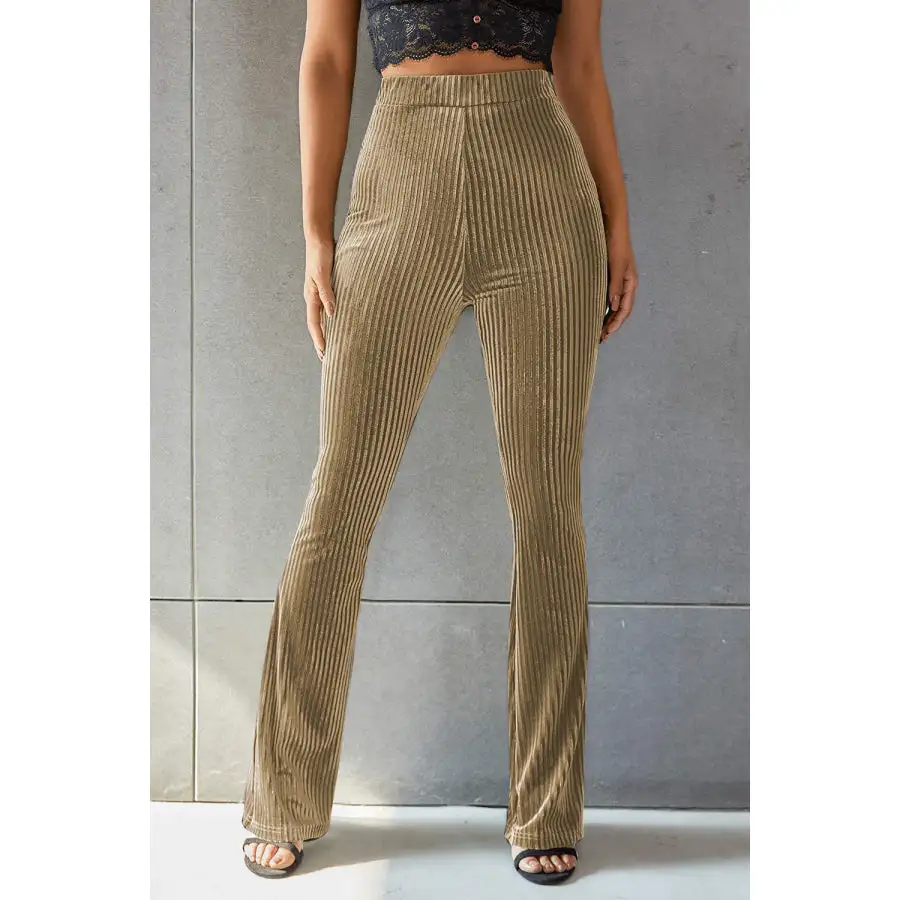Ribbed High Waist Flare Pants