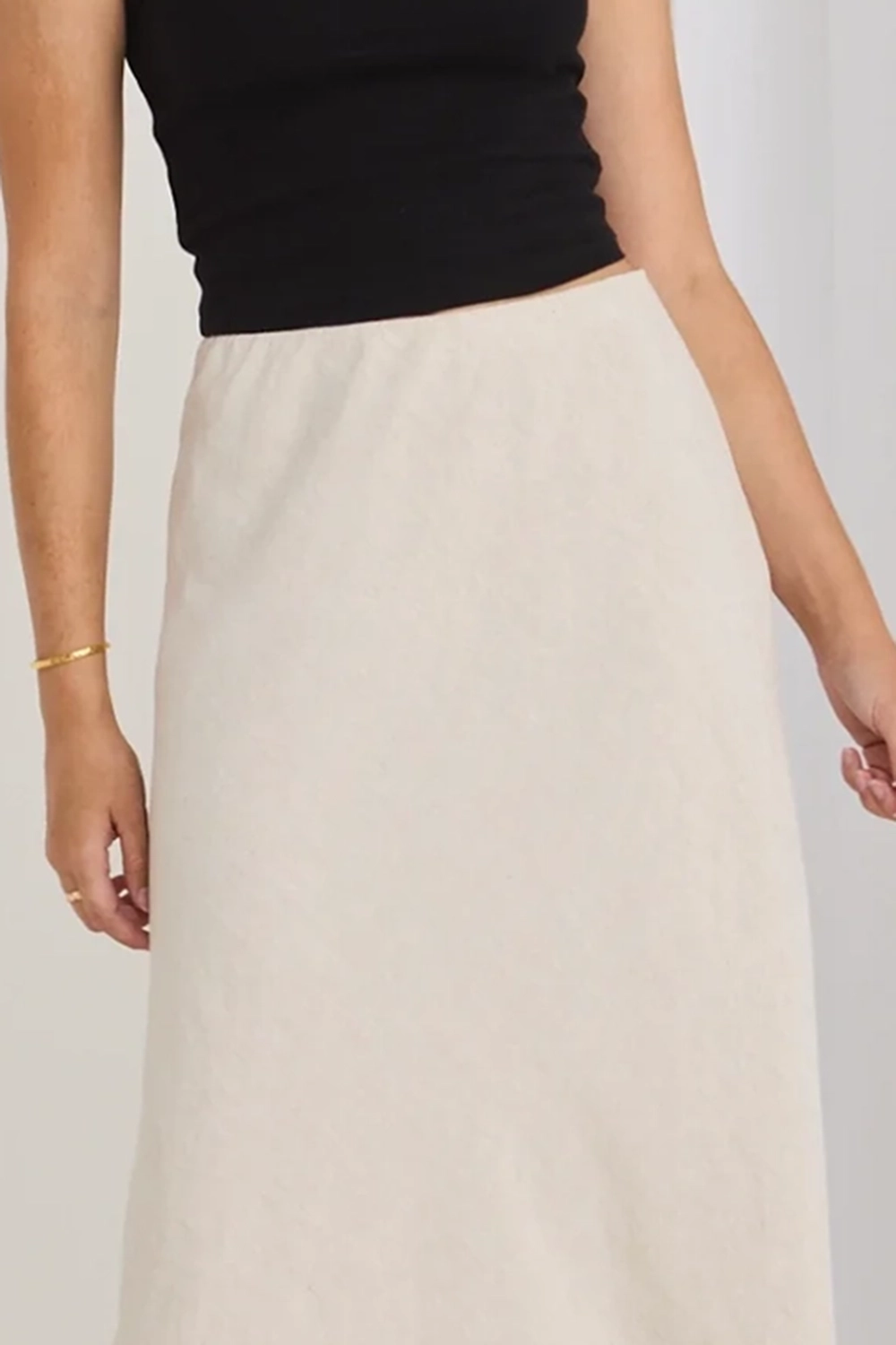 Natural Linen Bias Cut Maxi Skirt