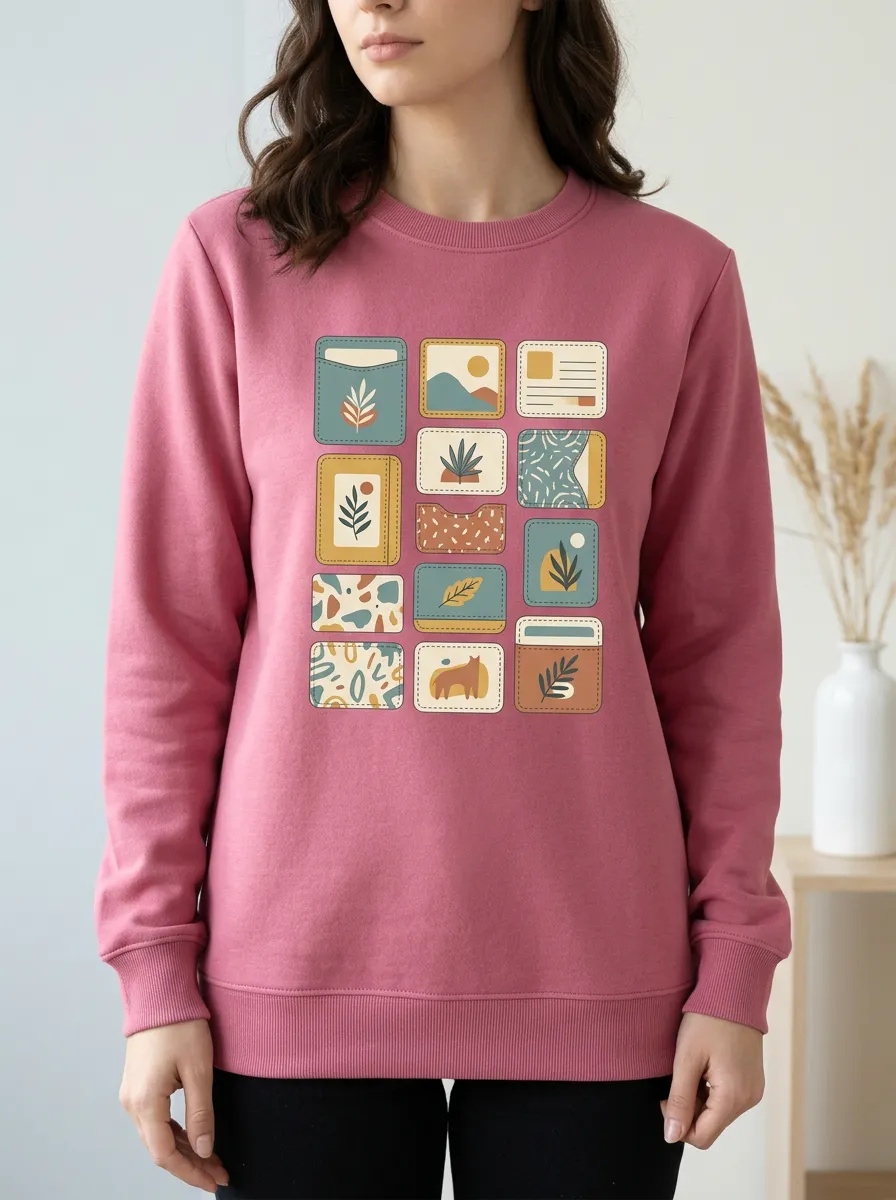 Women's Everyday Hoodie with Nature Inspired Patchwork