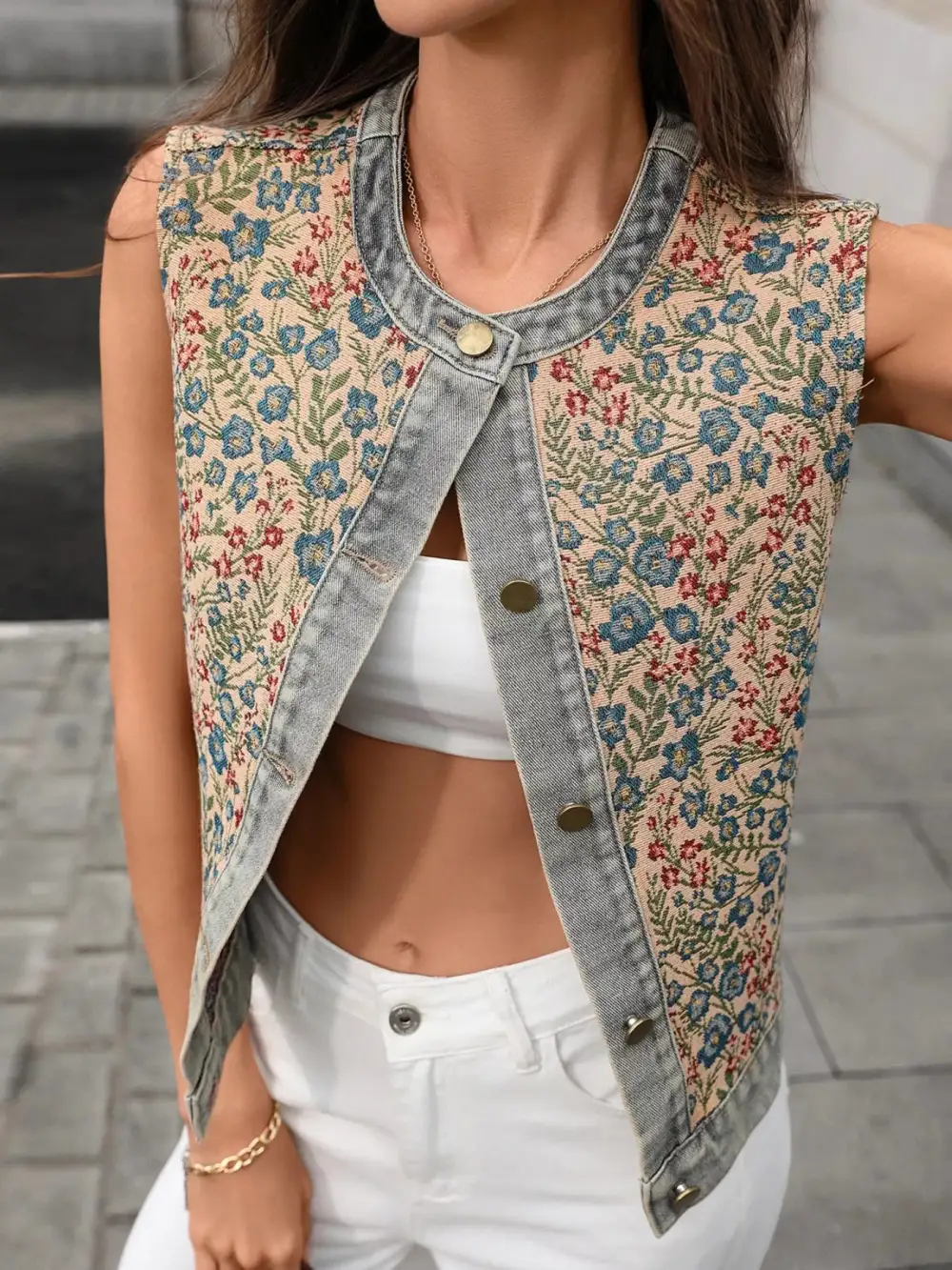 Floral Embroidered Vest Top