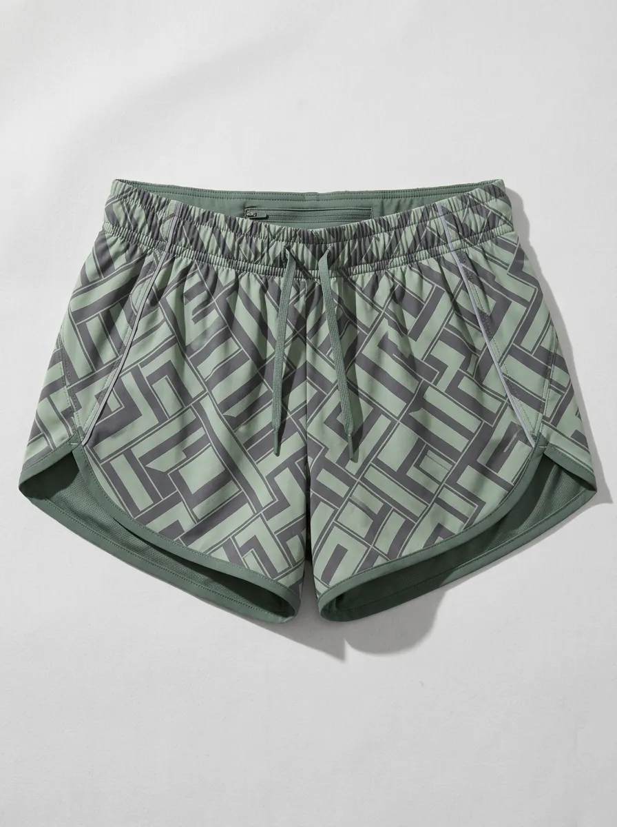 Women's Training Athletic Geometric Pattern Printed Running Shorts