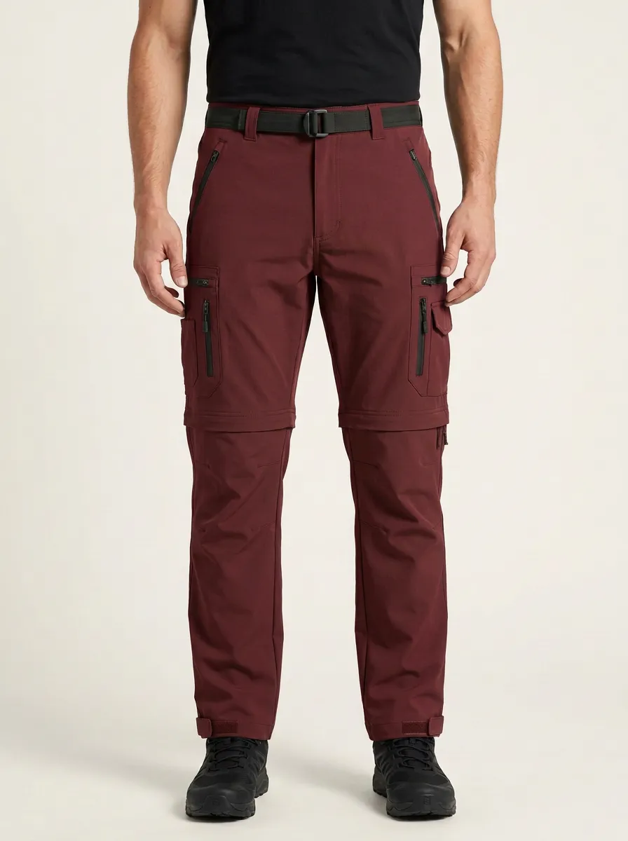 Men's Outdoor Hiking Olive Green Multi-Pocket Convertible Cargo Pants