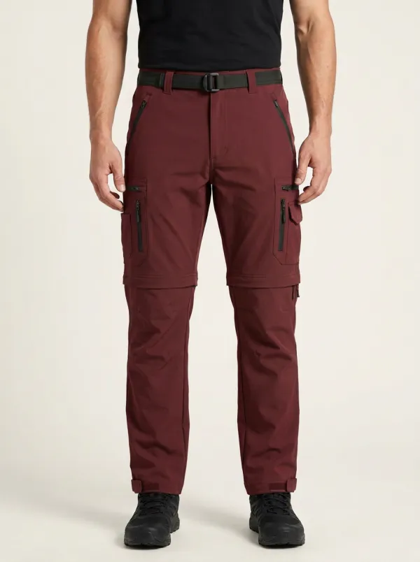 Men's Outdoor Hiking Olive Green Multi-Pocket Convertible Cargo Pants