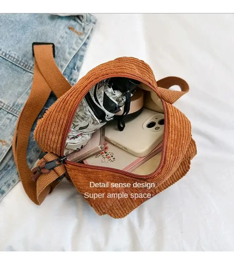 Striped Velvet Crossbody Bag Elegant Functional