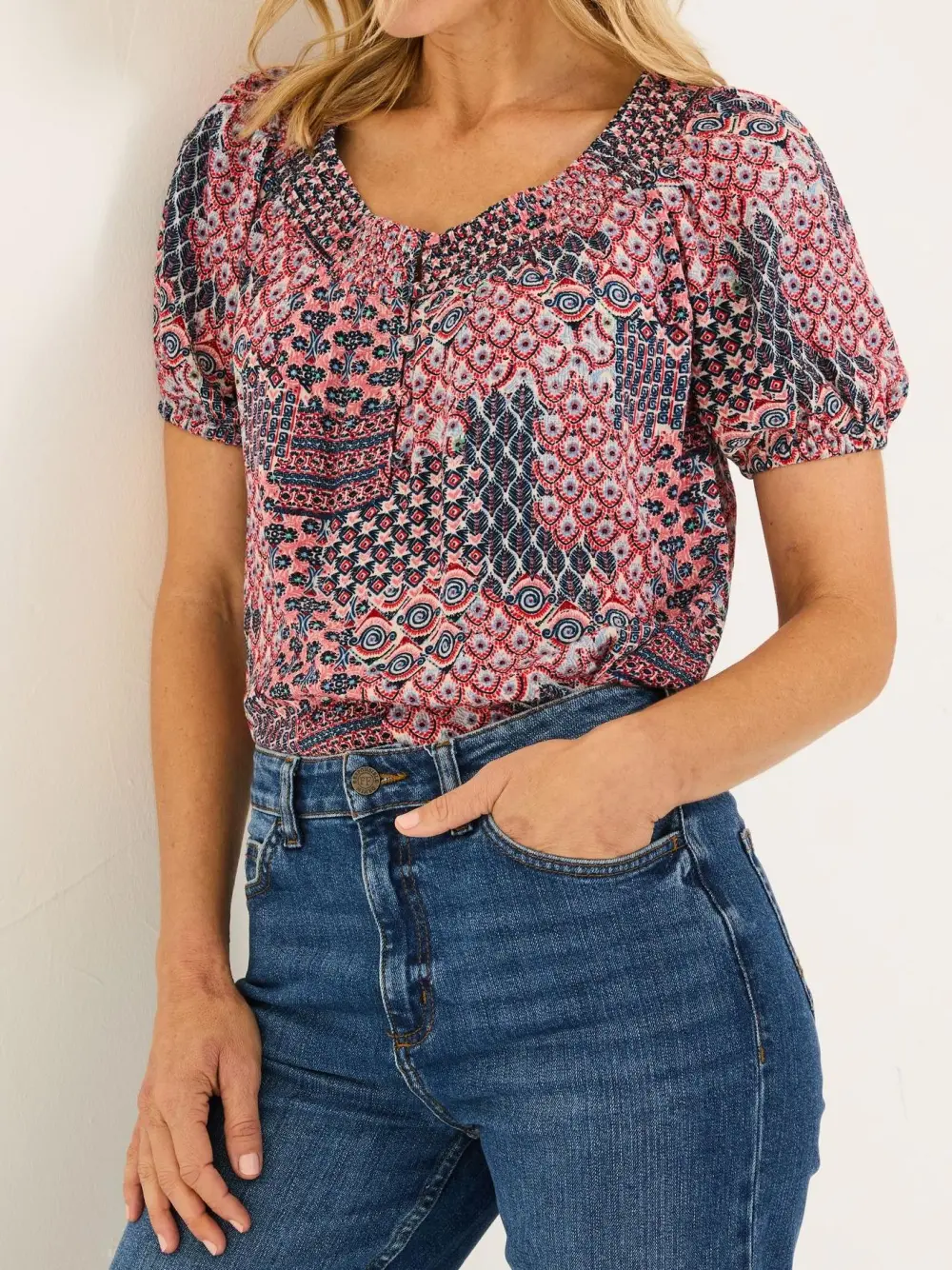 Cotton Rich Geometric Short Sleeve Shirts
