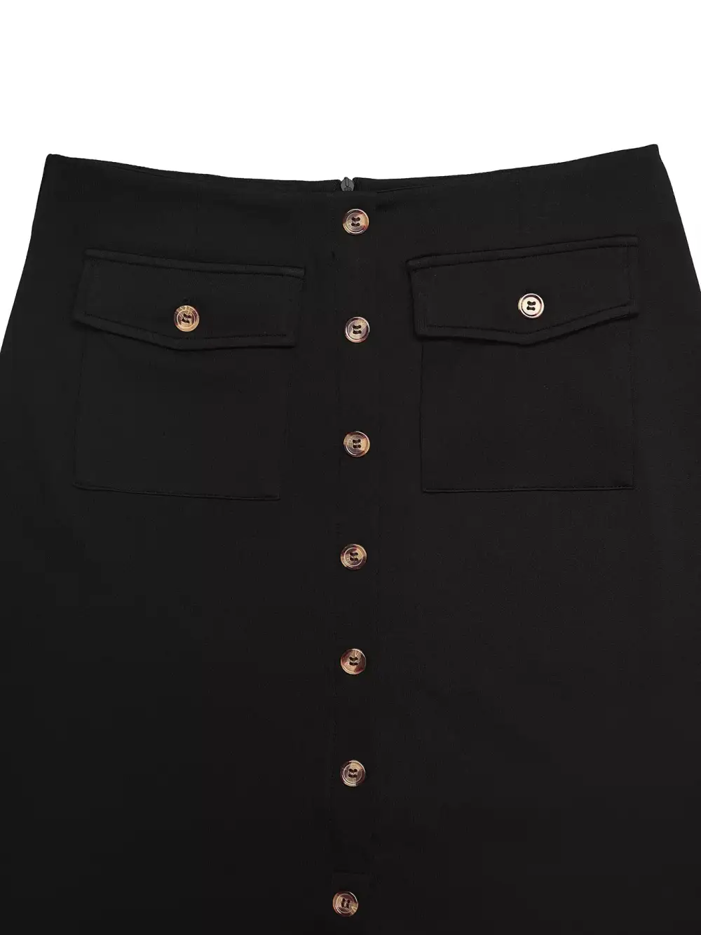 Soft Button Front Pocket Detail Skirt