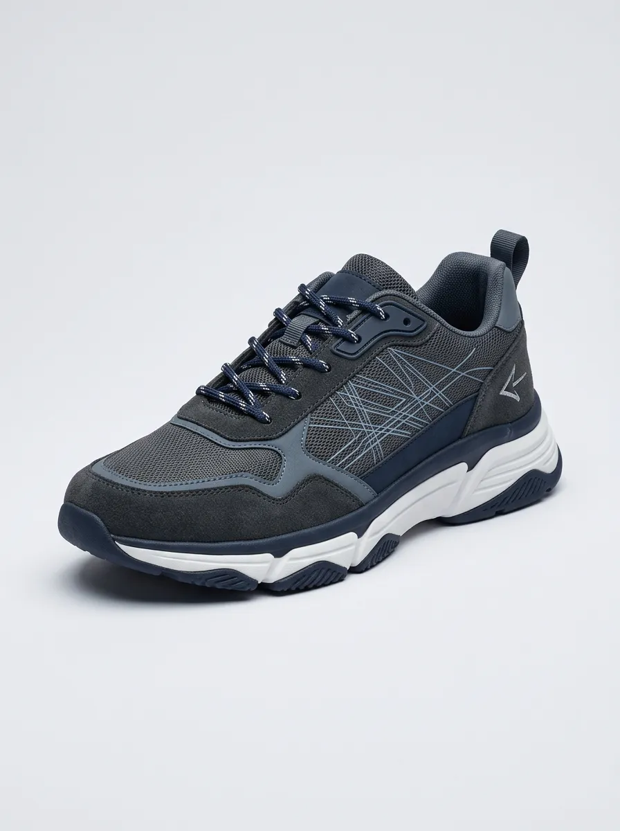 Men's Charcoal Grey Minimalist Geometric Sports Athletic Sneakers