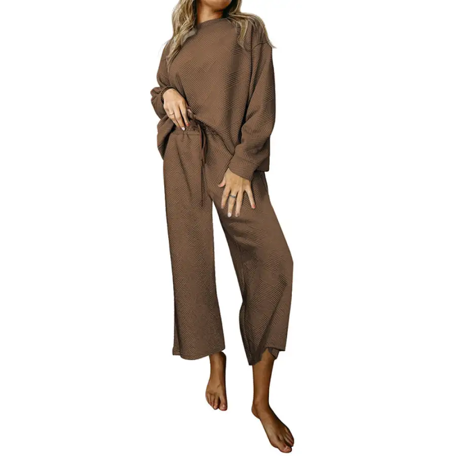 Dropped Shoulder Top and Pants Set