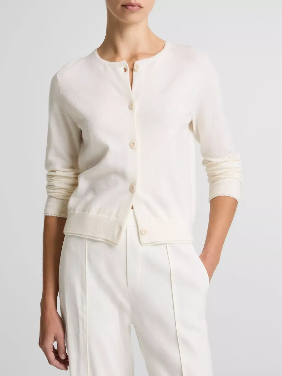 Crew Neck Button Cardigan