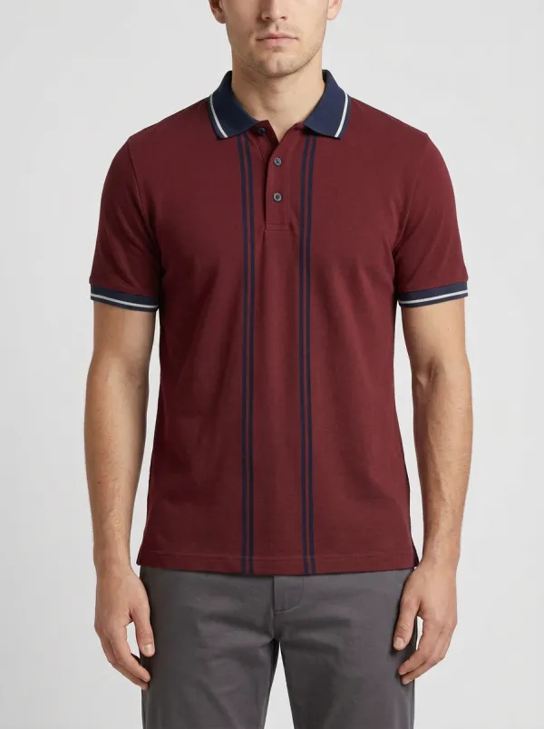 Men's Casual Vintage Vertical Stripe Printed Polo Shirt