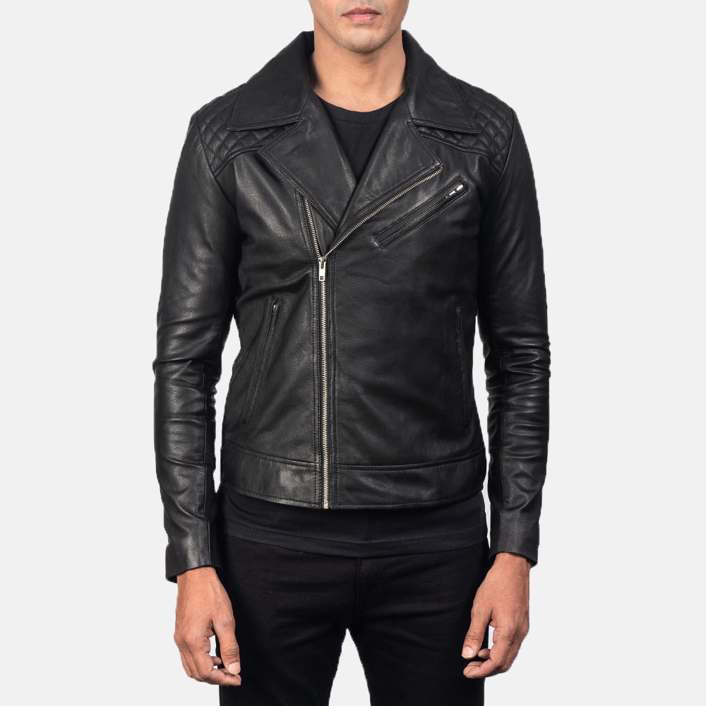 Men's Classic Biker Leather Quilted Jacket