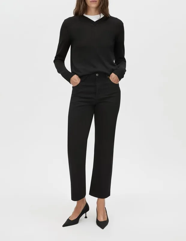 Black V-Neck Knit Sweater