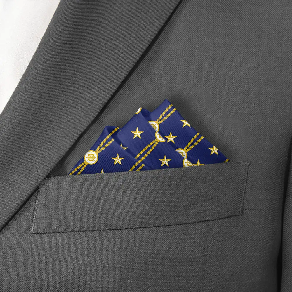Clean Elevated Nautical Military Motif Pocket Square