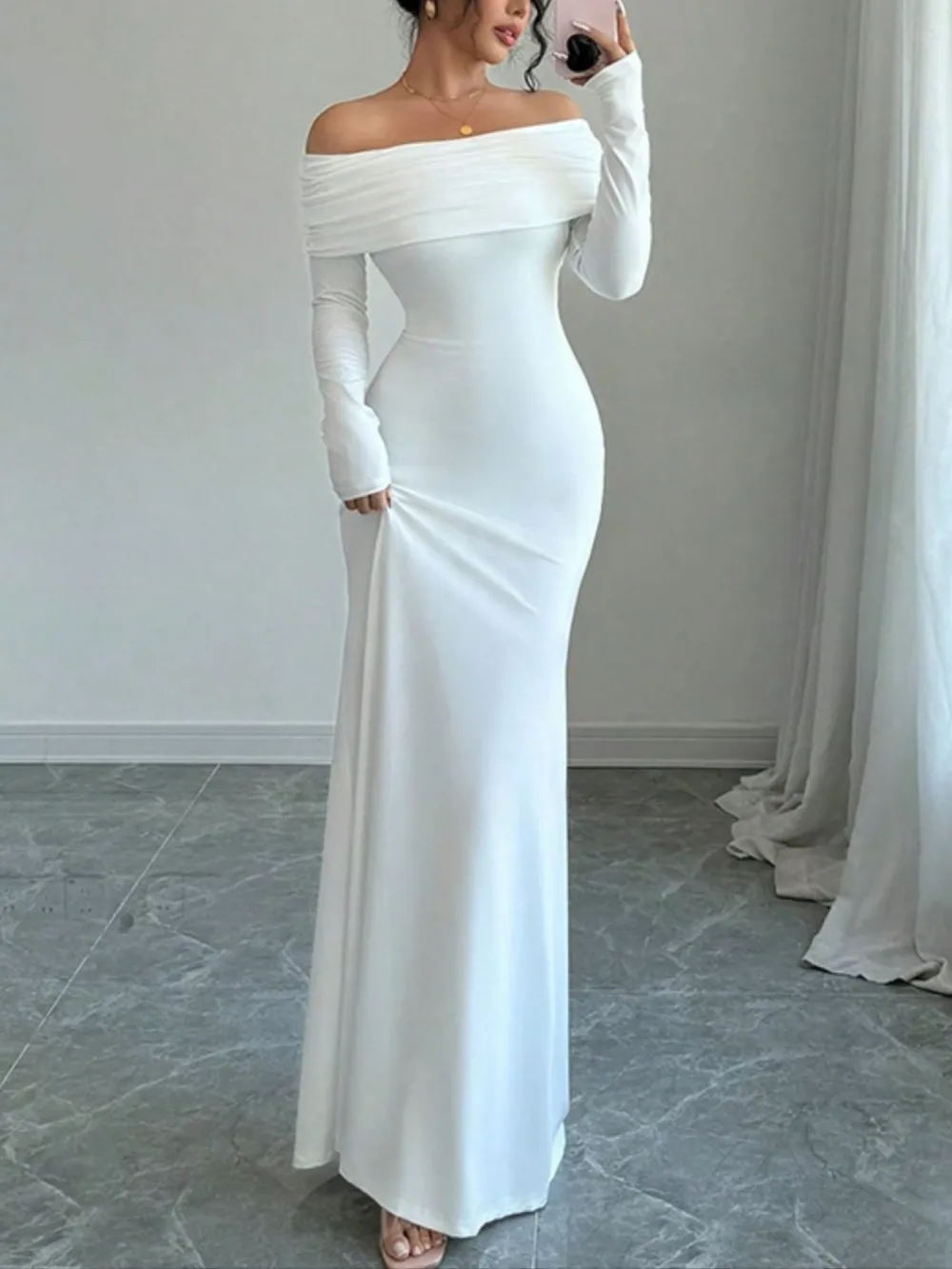 Clean Line Long Sleeve Maxi Dress