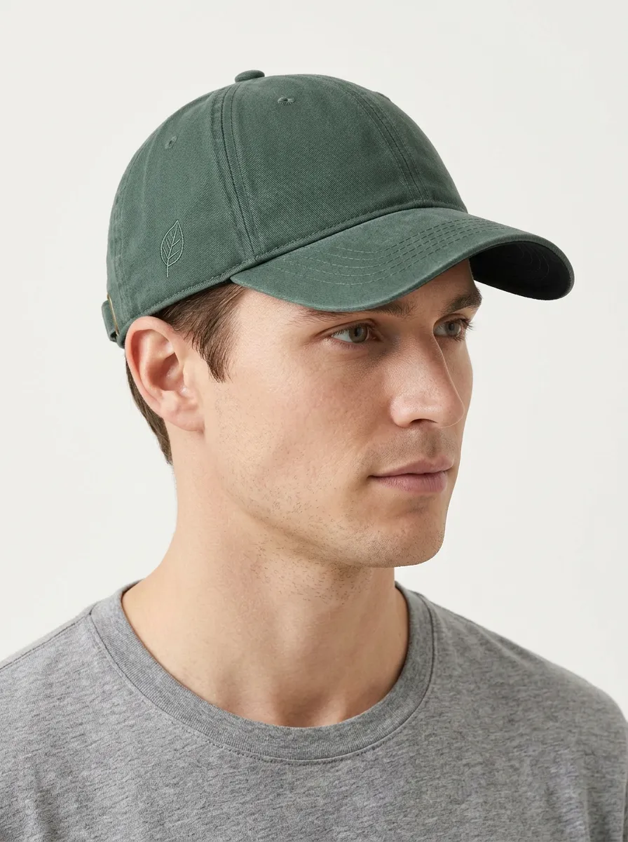 Unisex Nature Lover Leaf Embroidered Washed Cotton Baseball Cap