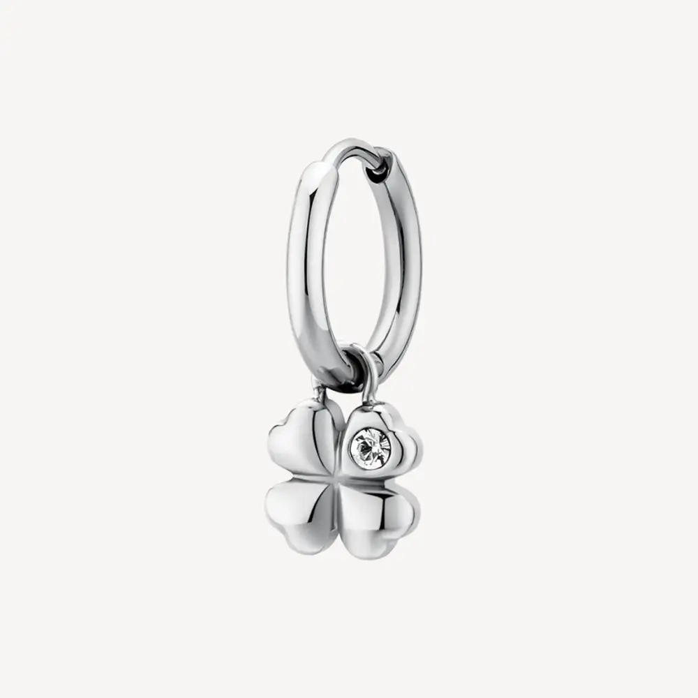 Stainless Steel Four Leaf Clover Single Earring