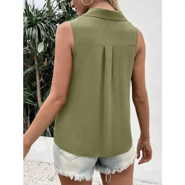 Full Size Collar Button Up Tank
