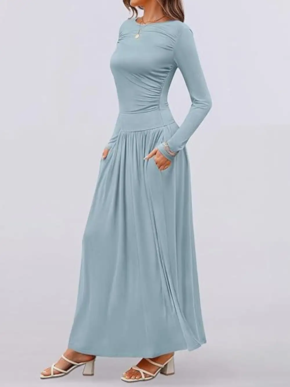 Long Sleeve Maxi Dress With Pockets