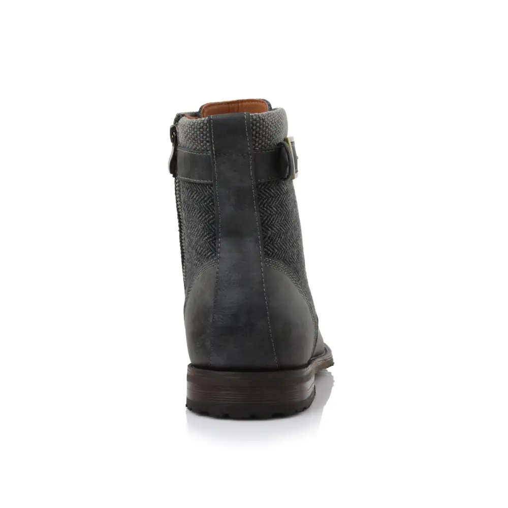 Classic Faux-Leather Lace-Up Zip-Up Combat Boots