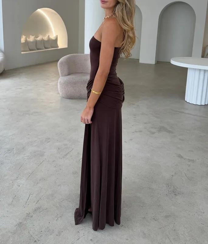 Chocolate Strapless Maxi Dress