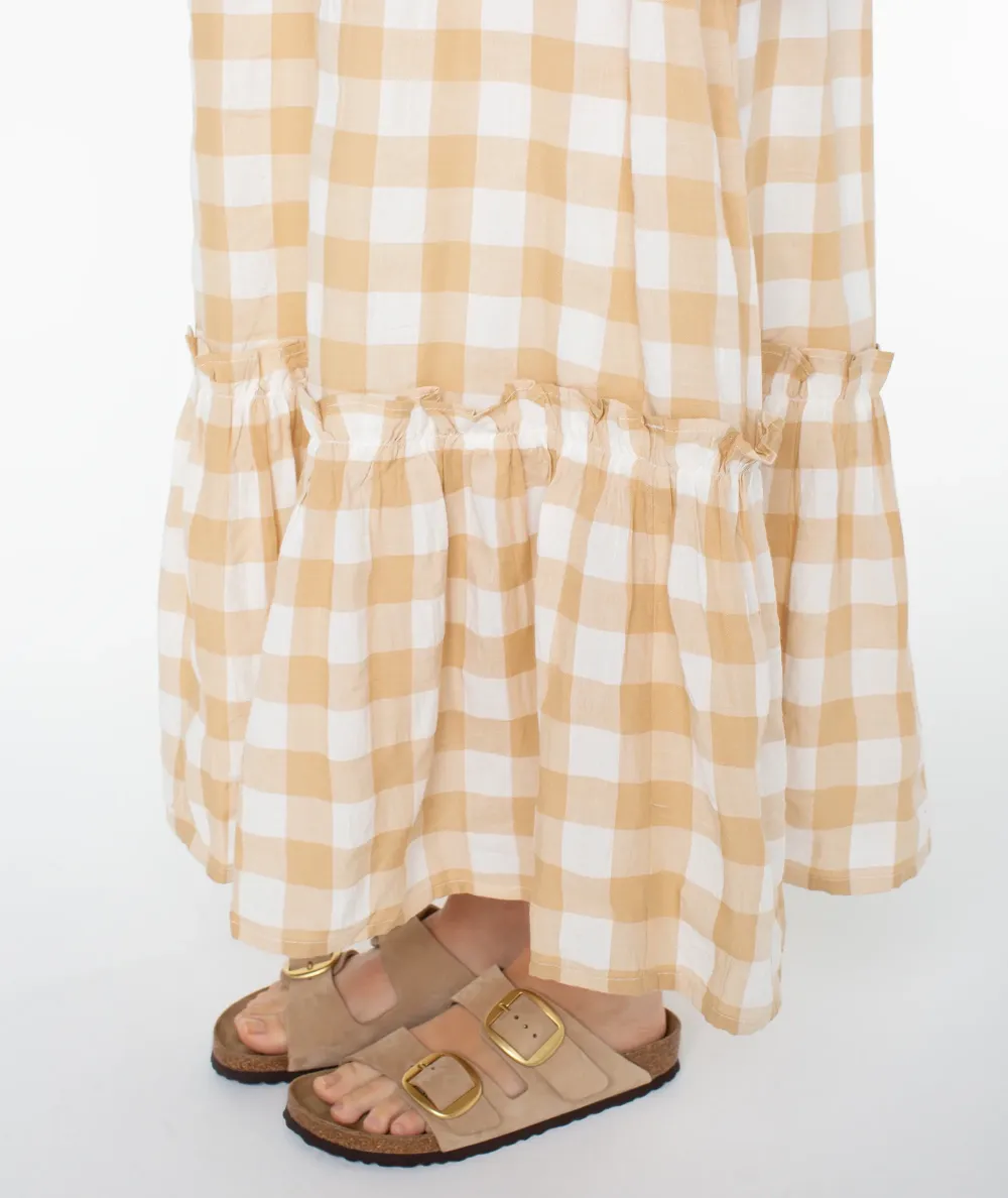 Checkered Bandeau Casual Dress