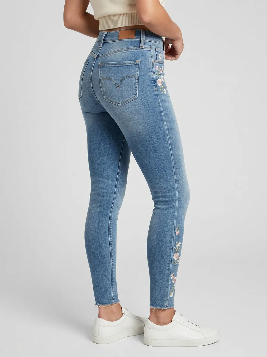 Women's Atlas Floral Embroidered Printed Slim Jeans