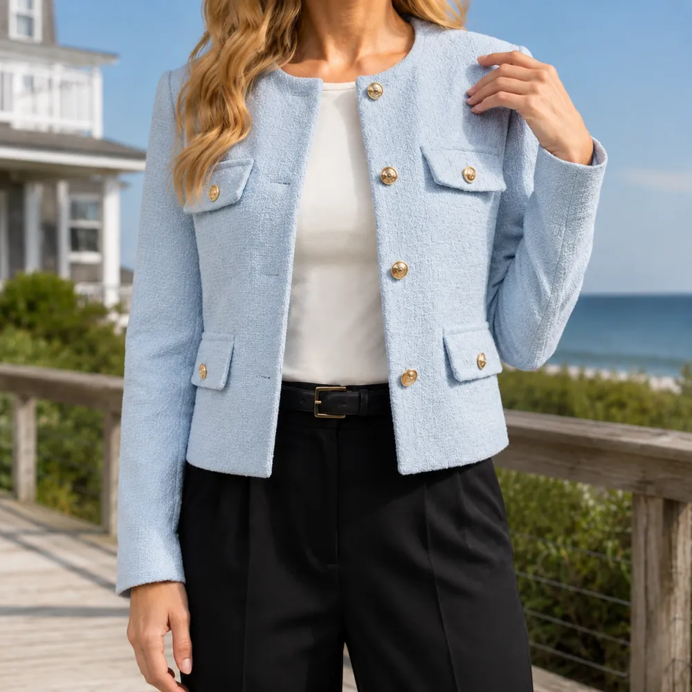 Collarless Cropped Blazer