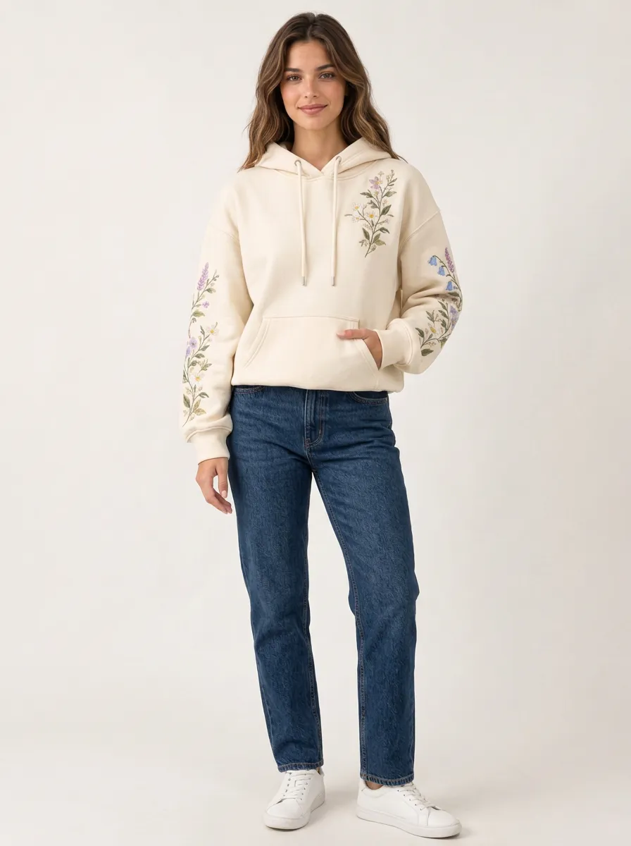 Women's Floral Wildflower Graphic Nature Inspired Everyday Hoodie
