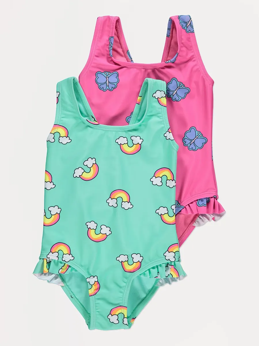 Rainbow and Butterflies Swimsuit 2 Pack