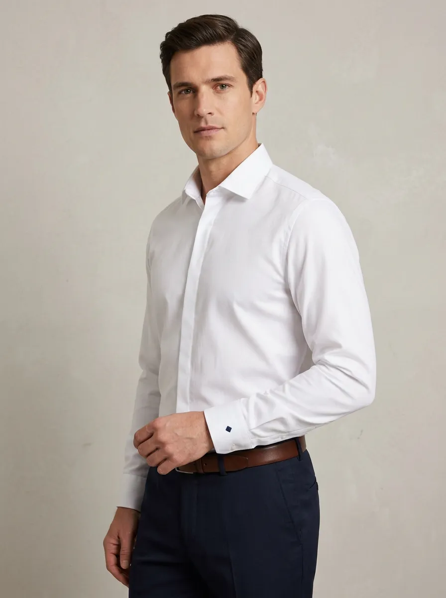 Men's Non-Iron Cotton Formal Long Sleeve Shirt