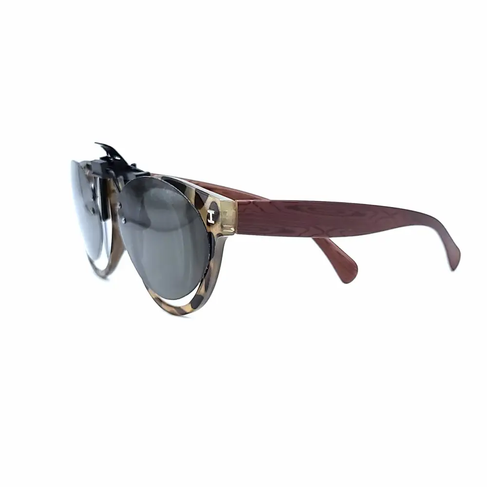 54mm Oval Polarized Flip-Up Clip-On Sunglasses