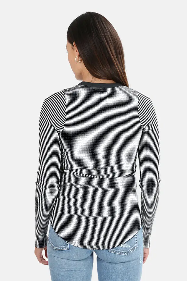 Henley Striped Ribbed T-Shirt