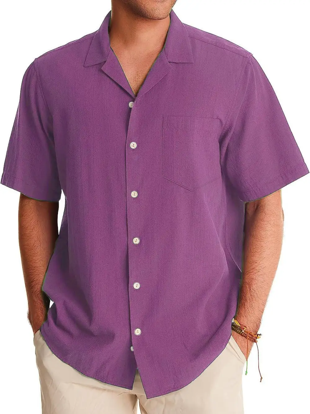 Short Sleeve Open Collar Pocket Shirt