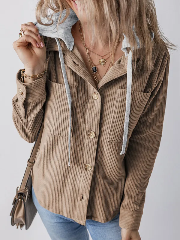 Buttoned Lapel Knit Pocketed Knit Jacket