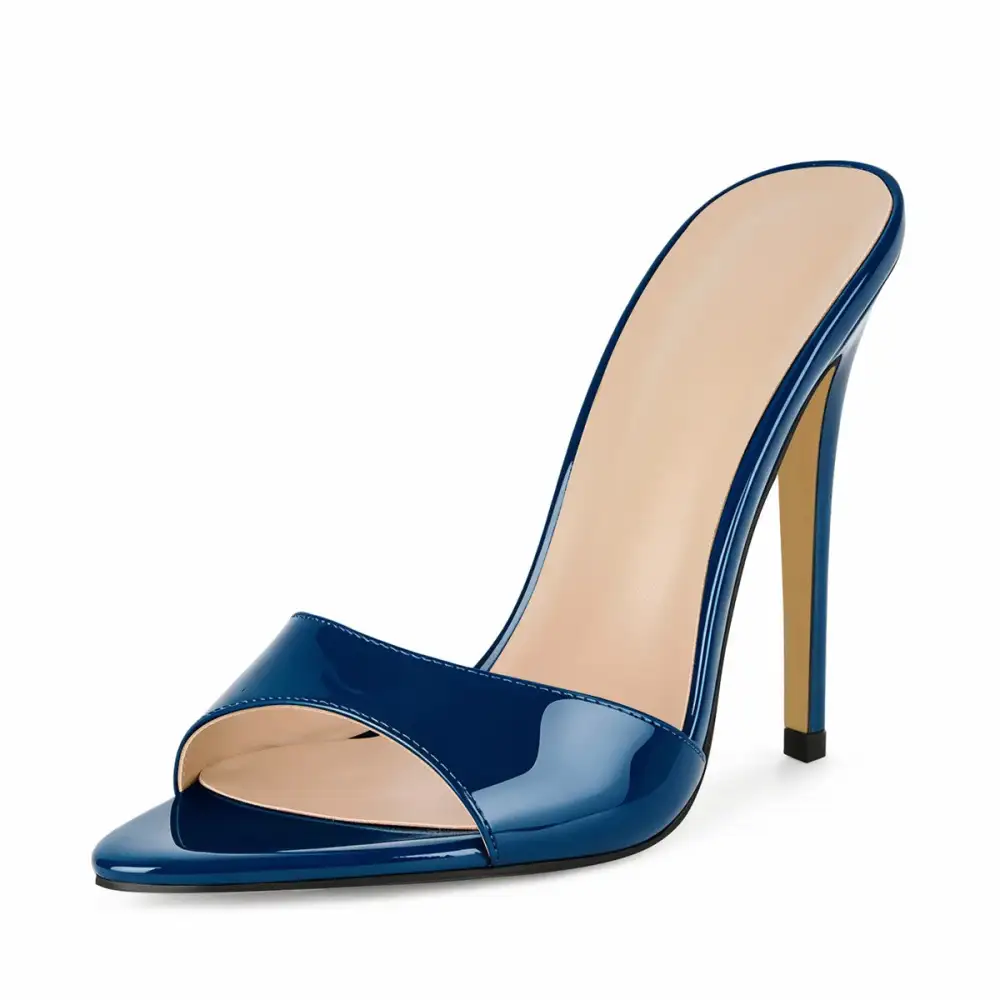 Pointed Toe Patent Leather Mule Sandals