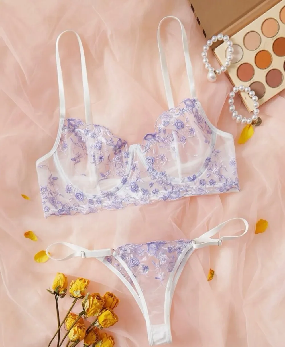 Mesh Floral Lingerie Set