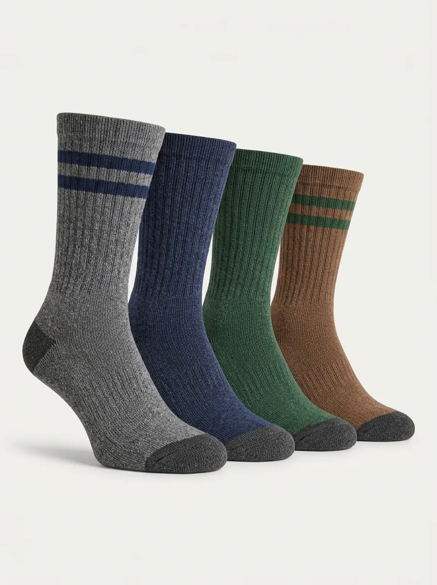 Versatile Striped Vintage Style Men's Four Pair Socks