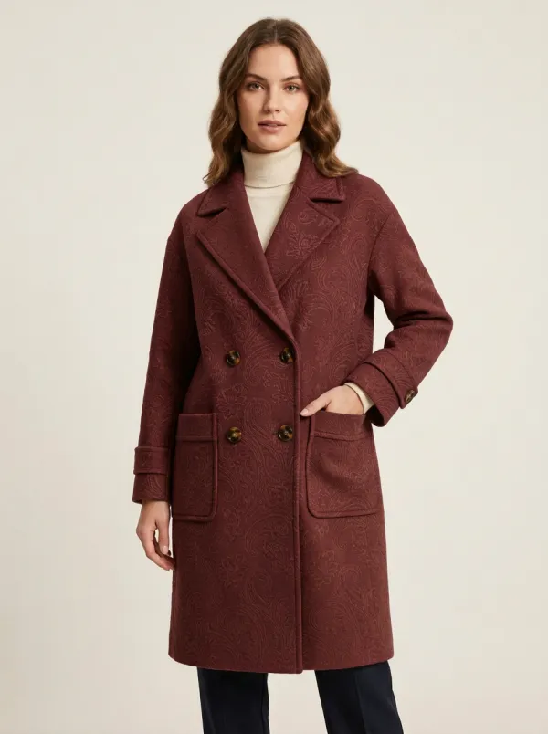 Women's Vintage Paisley Pattern Tan Coat