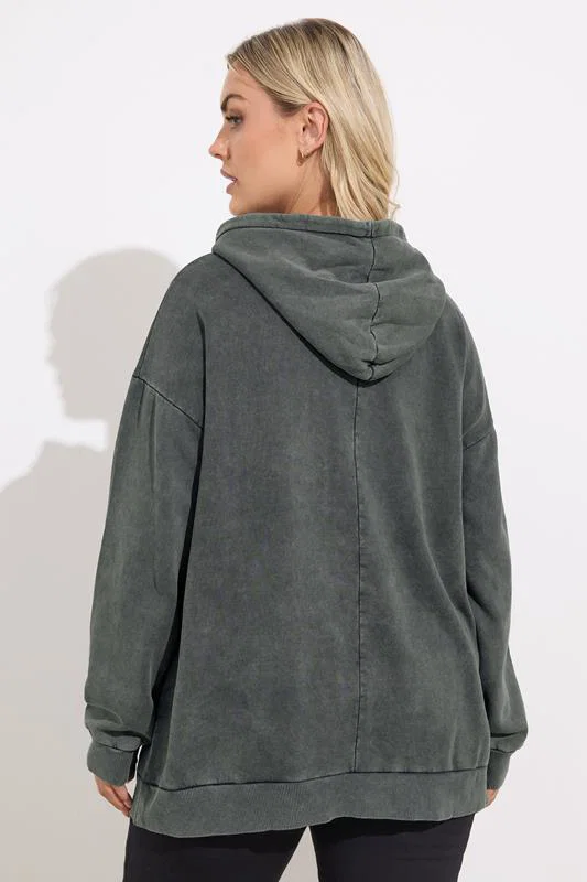 Charcoal Grey Eyelet Hoodie detail 2